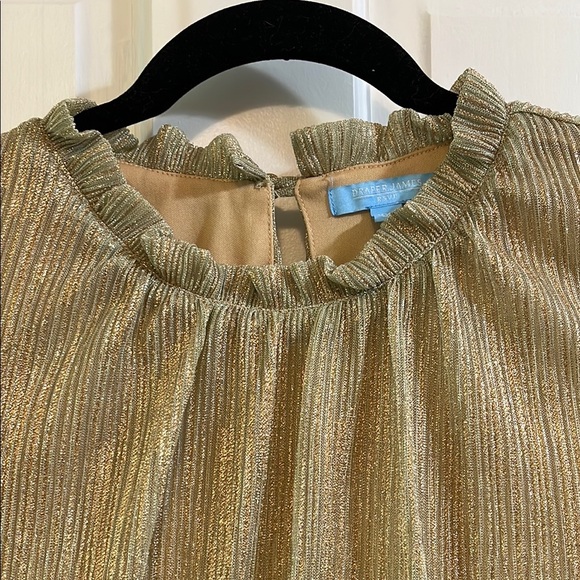 Draper James RSVP Gold Glitter Ruched Ruffle Sleeveless Mini Dress - Size XXL - Picture 11 of 15